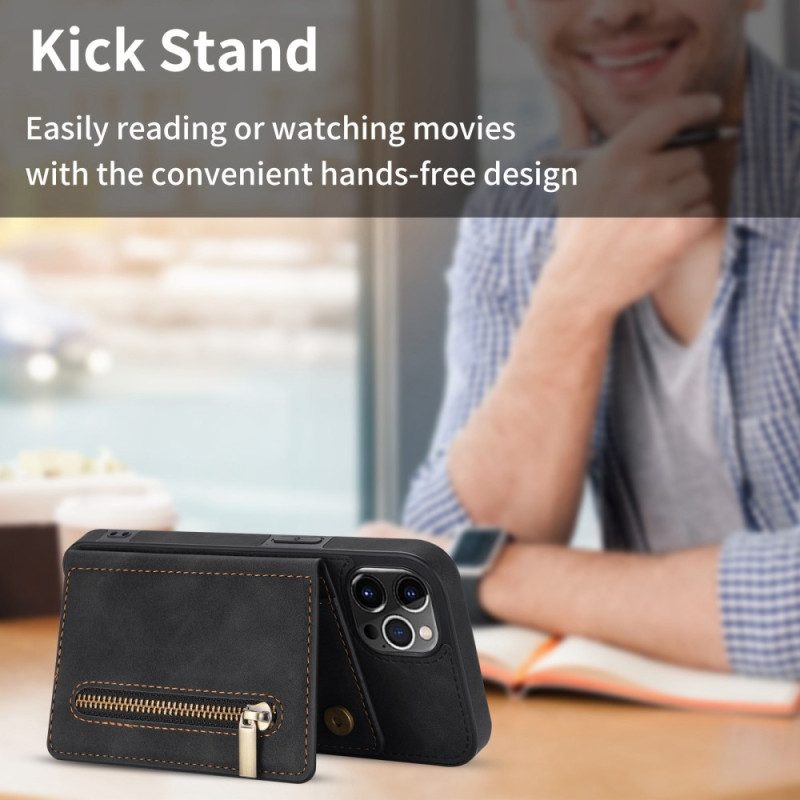 Mobilskal För iPhone 14 Pro Plånboksfodral Hands Free Support Wallet