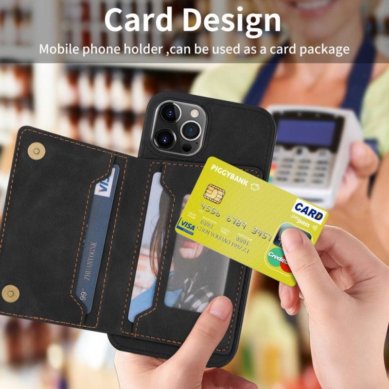Mobilskal För iPhone 14 Pro Plånboksfodral Hands Free Support Wallet