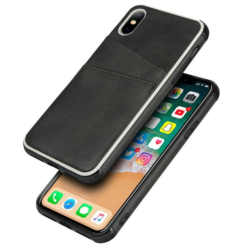 Mobilskal För iPhone X / XS Monokrom Dubbel Korthållare