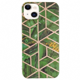 Mobilskal iPhone 15 Plus Flashig Geometrisk Marmor