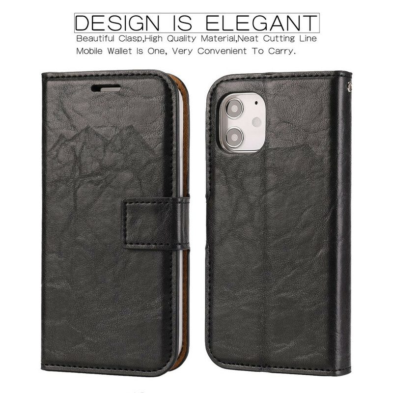 Skal Fodral För iPhone 12 Mini Lagtagbar Distressed Läderstil