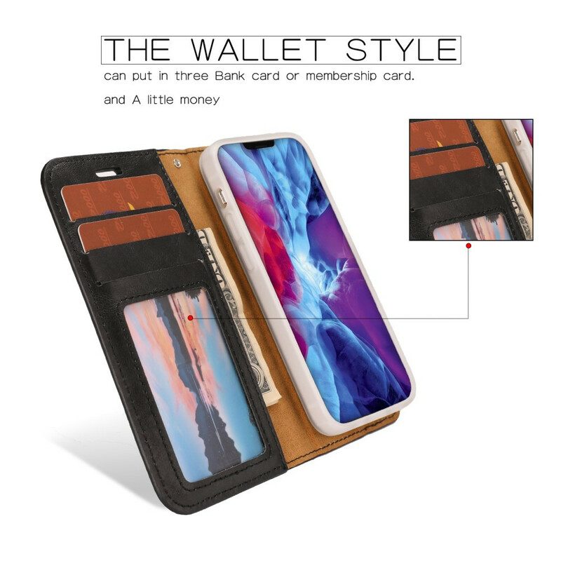 Skal Fodral För iPhone 12 Mini Lagtagbar Distressed Läderstil