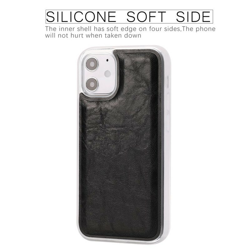 Skal Fodral För iPhone 12 Mini Lagtagbar Distressed Läderstil