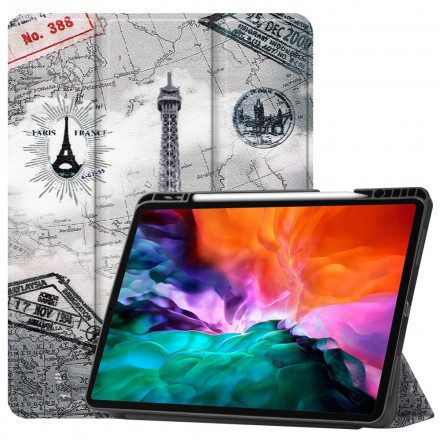 Skal För iPad Pro 12.9" (2021) (2020) (2018) Stylushållare För Eiffeltornet