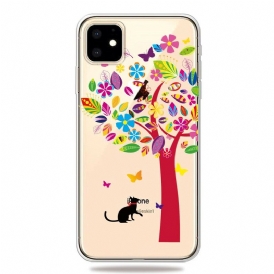 Skal För iPhone 11 Katt Under Det Färgade Trädet
