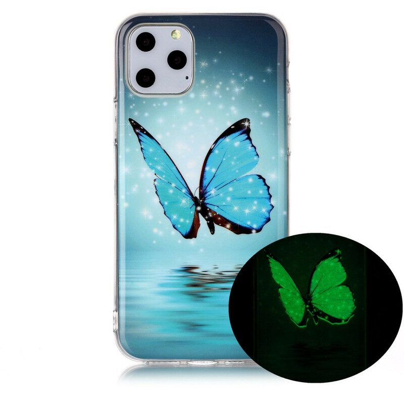 Skal För iPhone 11 Pro Fluorescerande Blå Fjäril