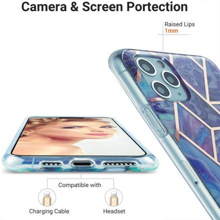 Skal För iPhone 11 Pro Max Geometri Av Silikonmarmor