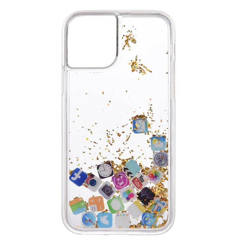 Skal För iPhone 11 Pro Max Glitter App-ikoner