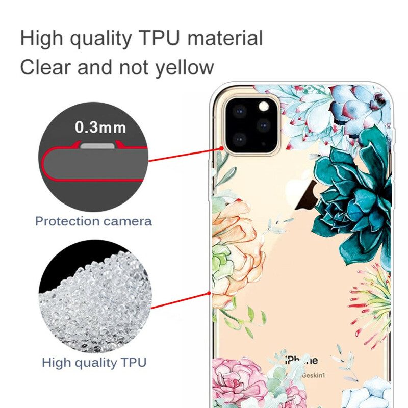 Skal För iPhone 11 Pro Max Transparenta Akvarellblommor