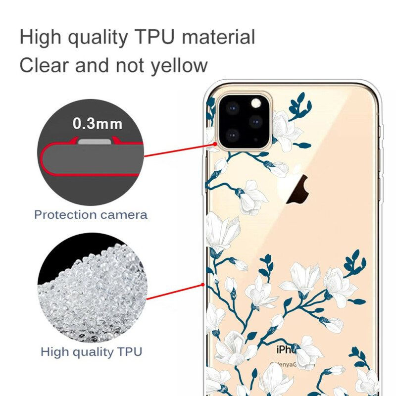 Skal För iPhone 11 Pro Max Vita Blommor