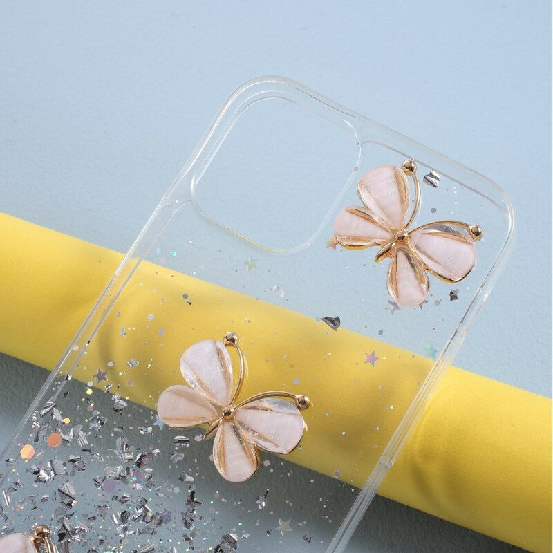 Skal För iPhone 12 Mini 3d Fjärilar Paljetter
