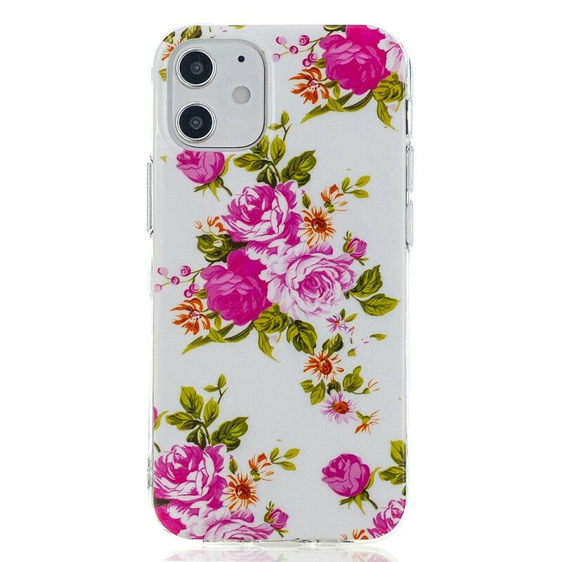 Skal För iPhone 12 Mini Fluorescerande Frihetsblommor