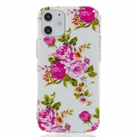 Skal För iPhone 12 Mini Fluorescerande Frihetsblommor