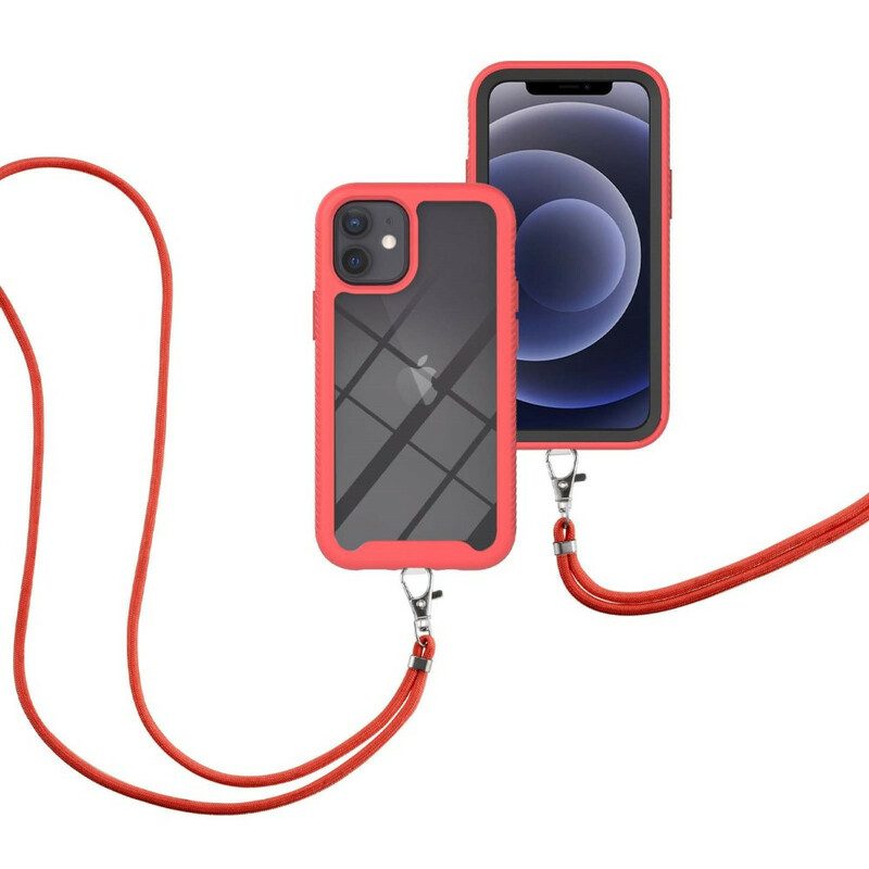 Skal För iPhone 12 Mini Hybrid Med Dragsko Och Färgad Trim