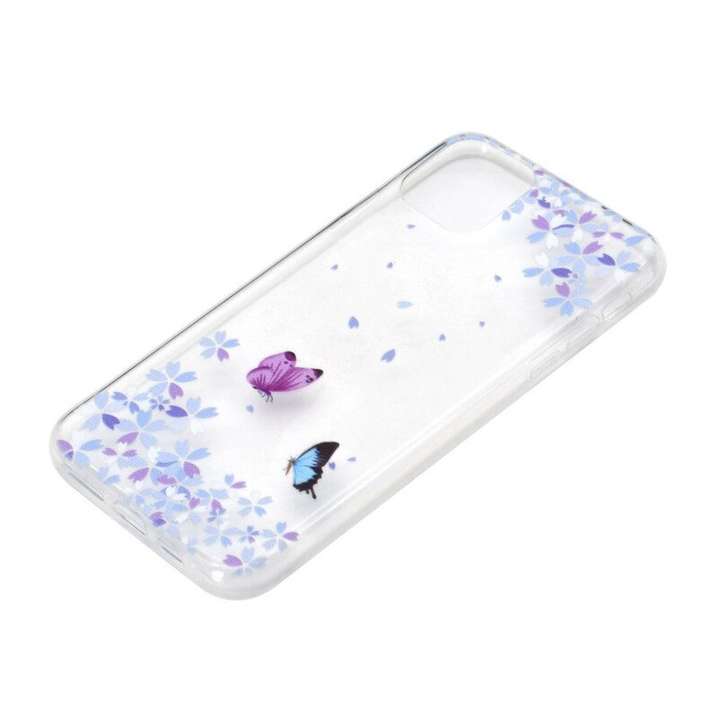 Skal För iPhone 12 Mini Transparenta Fjärilar Och Blommor