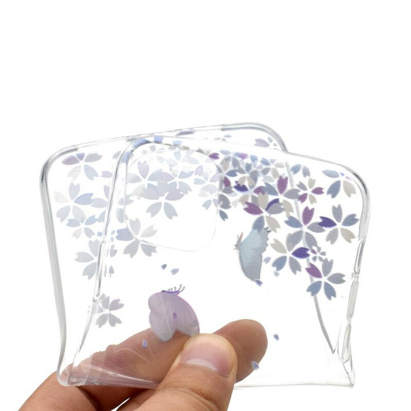 Skal För iPhone 12 Mini Transparenta Fjärilar Och Blommor