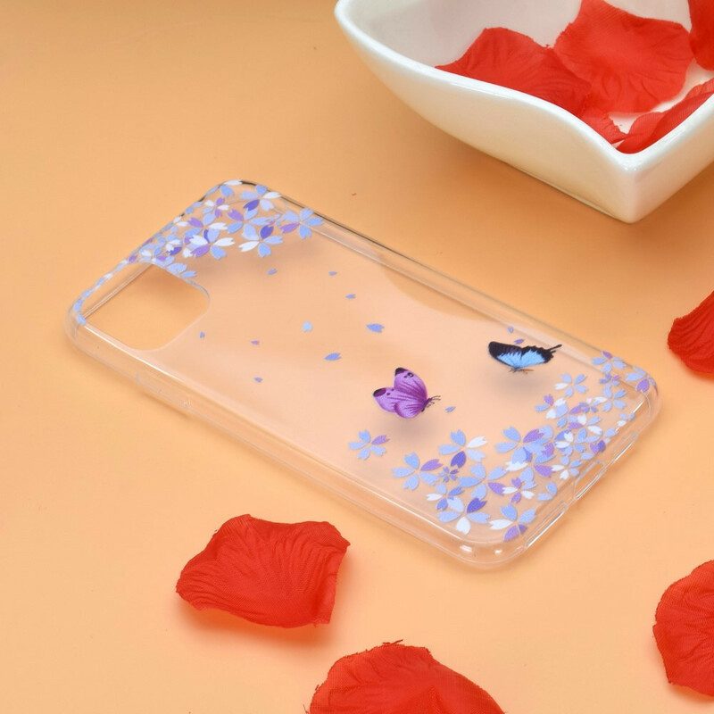 Skal För iPhone 12 Mini Transparenta Fjärilar Och Blommor