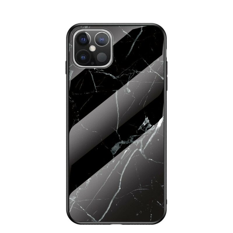 Skal För iPhone 12 Pro Max Marmorfärger Härdat Glas