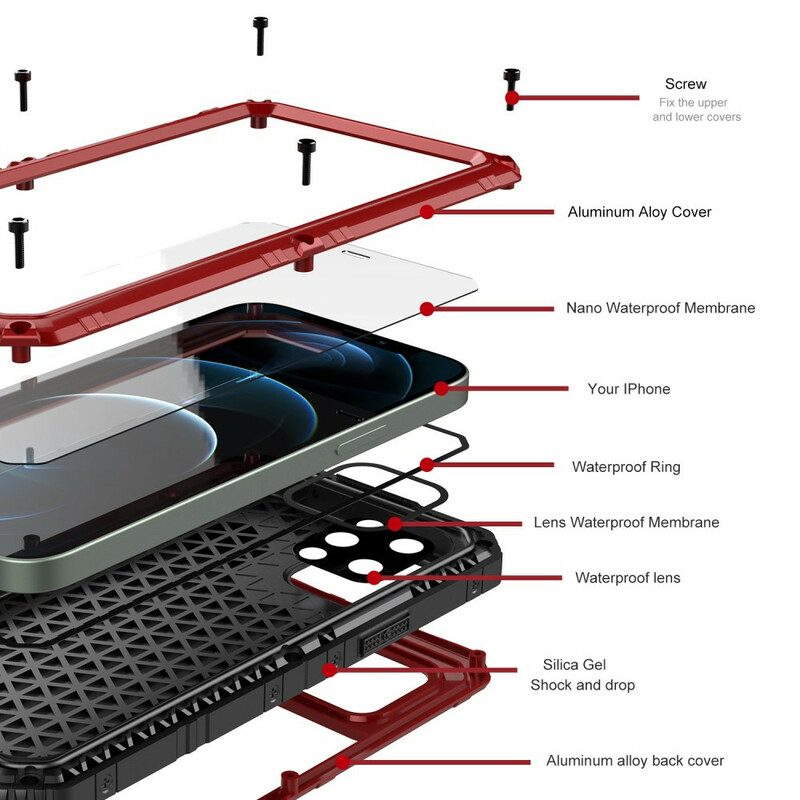 Skal För iPhone 12 Pro Max Vattentät Superresistent Metall