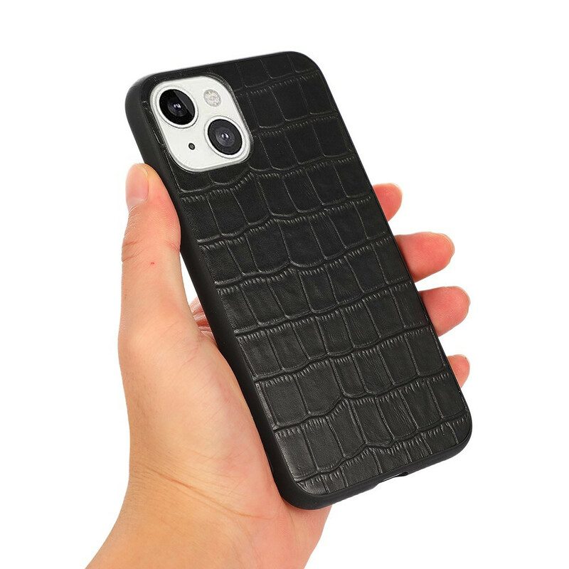 Skal För iPhone 13 Äkta Crocodile Texture Läder