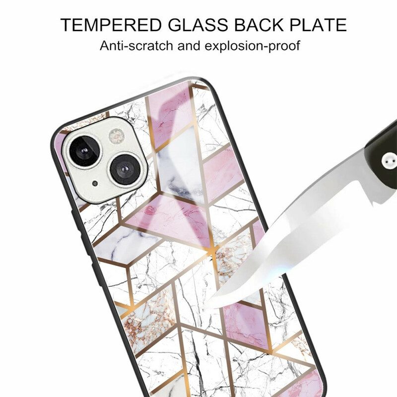 Skal För iPhone 13 Geometri Marmor Härdat Glas