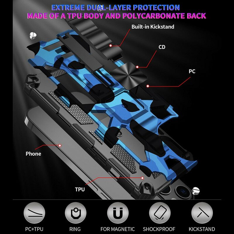 Skal För iPhone 13 Lagtagbart Stöd För Kamouflage
