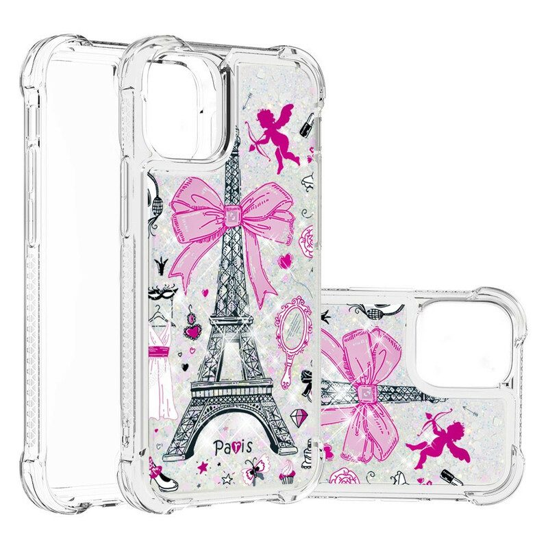 Skal För iPhone 13 Mini Eiffeltornet Glitter