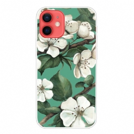 Skal För iPhone 13 Mini Målade Vita Blommor