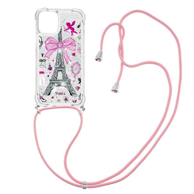 Skal För iPhone 13 Mini Med Snodd À Cordon Eiffeltornet