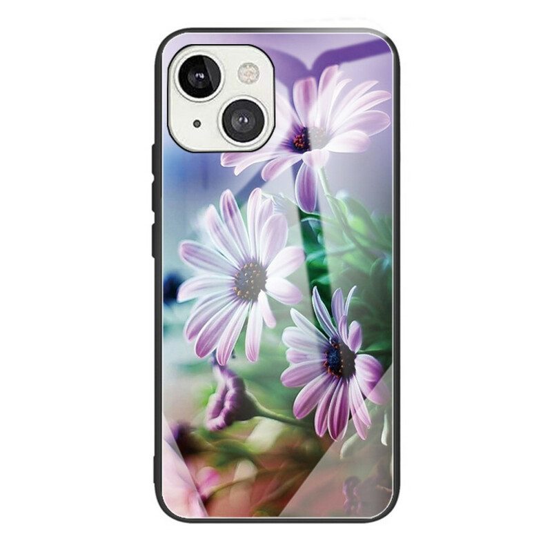 Skal För iPhone 13 Mini Realistiska Blommor I Härdat Glas