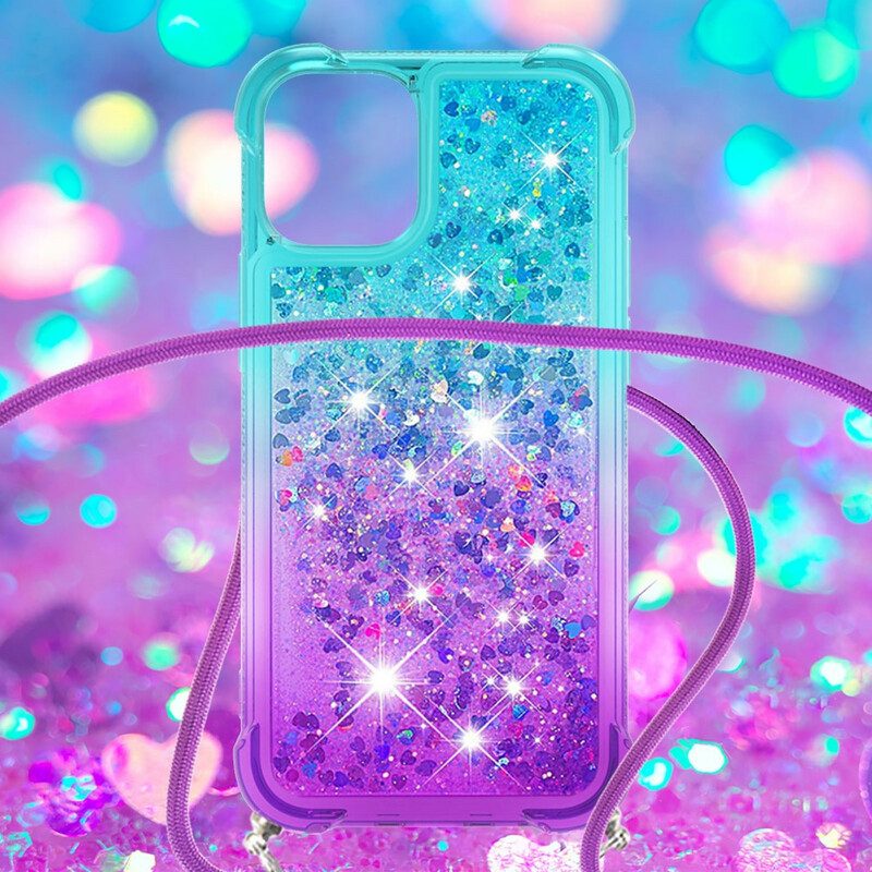 Skal För iPhone 13 Mini Silikonglitter Och Sladd