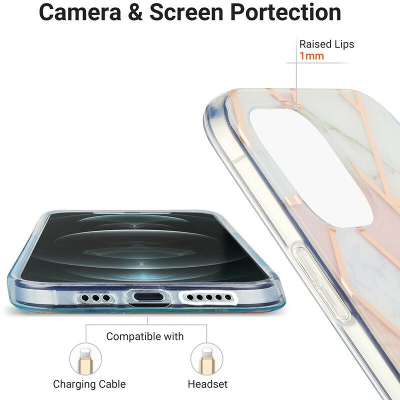 Skal För iPhone 13 Plinkande Geometrisk Marmor