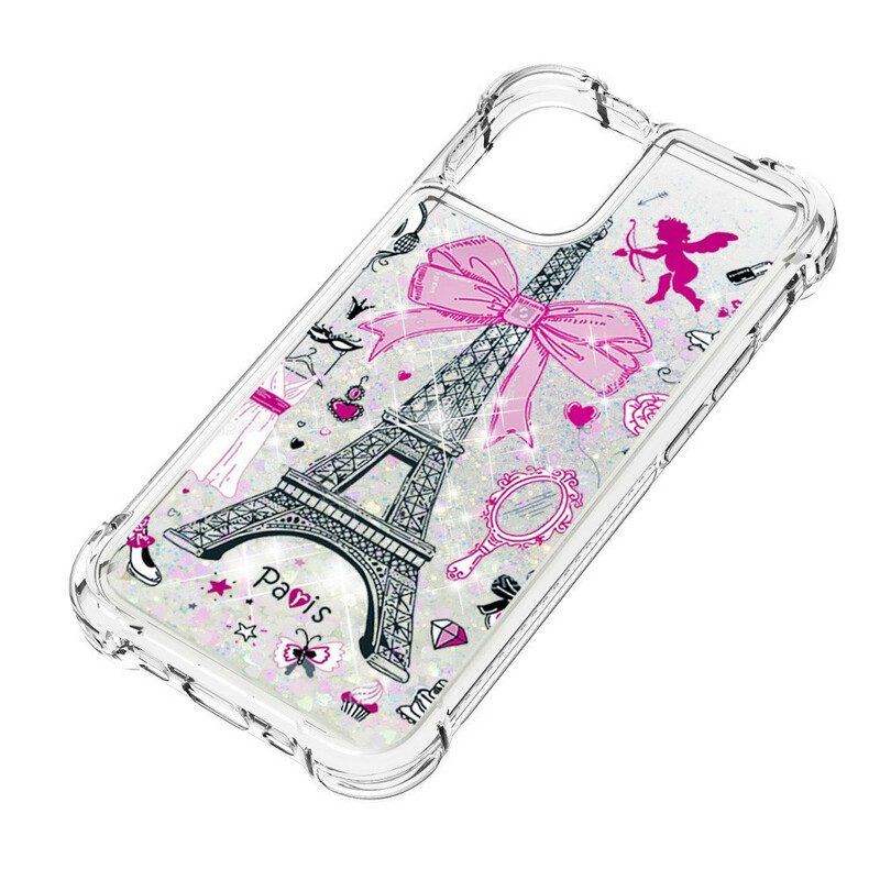 Skal För iPhone 13 Pro Eiffeltornet Glitter