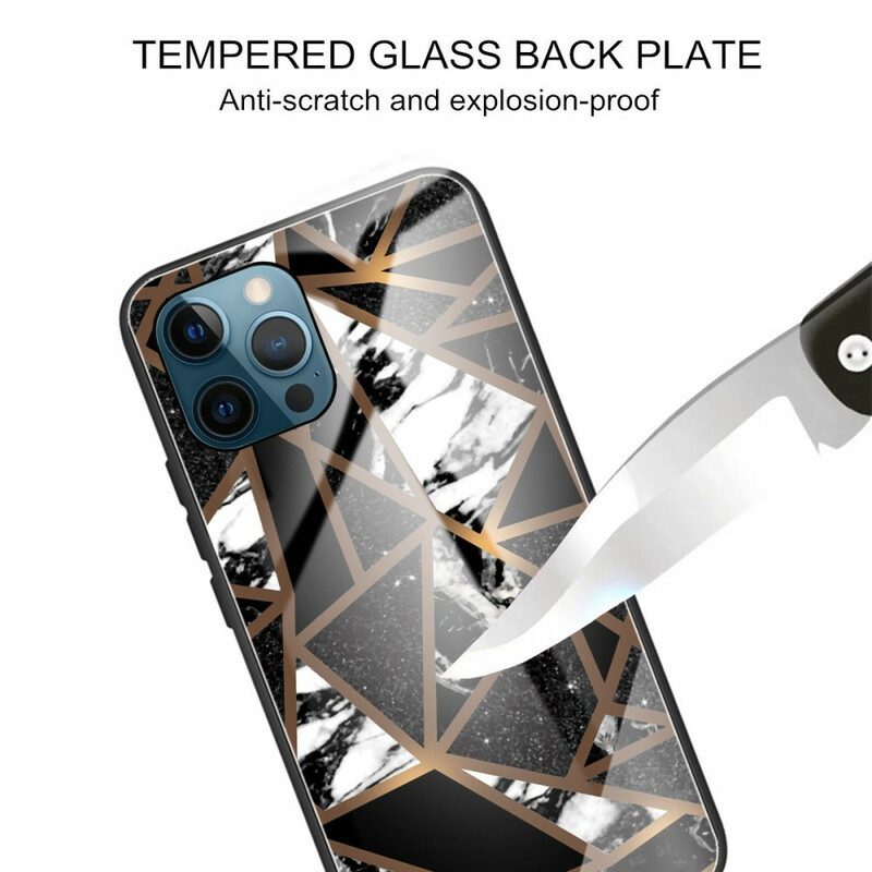 Skal För iPhone 13 Pro Geometri Marmor Härdat Glas