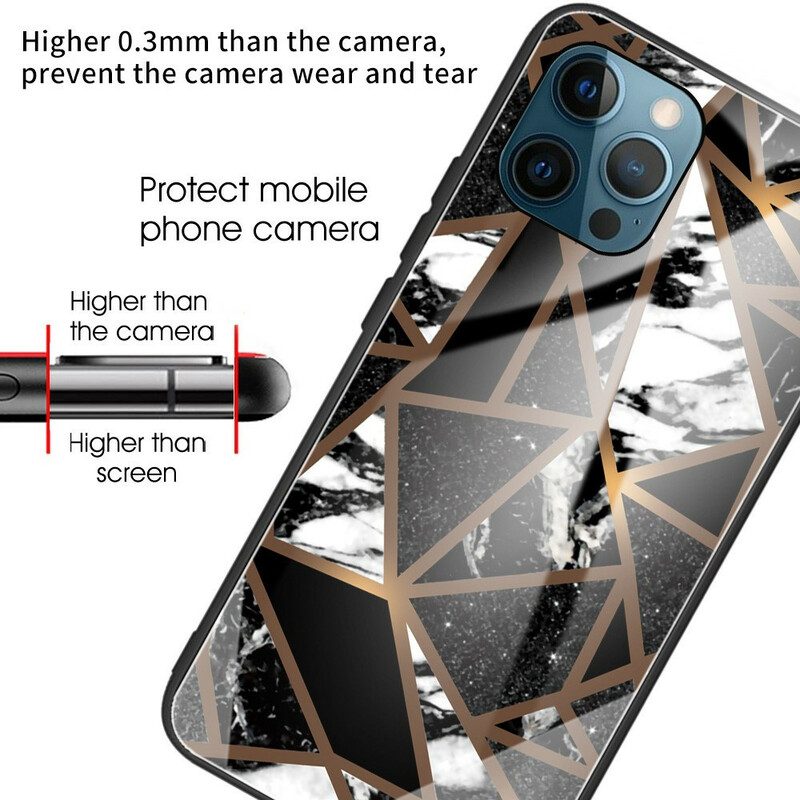 Skal För iPhone 13 Pro Geometri Marmor Härdat Glas