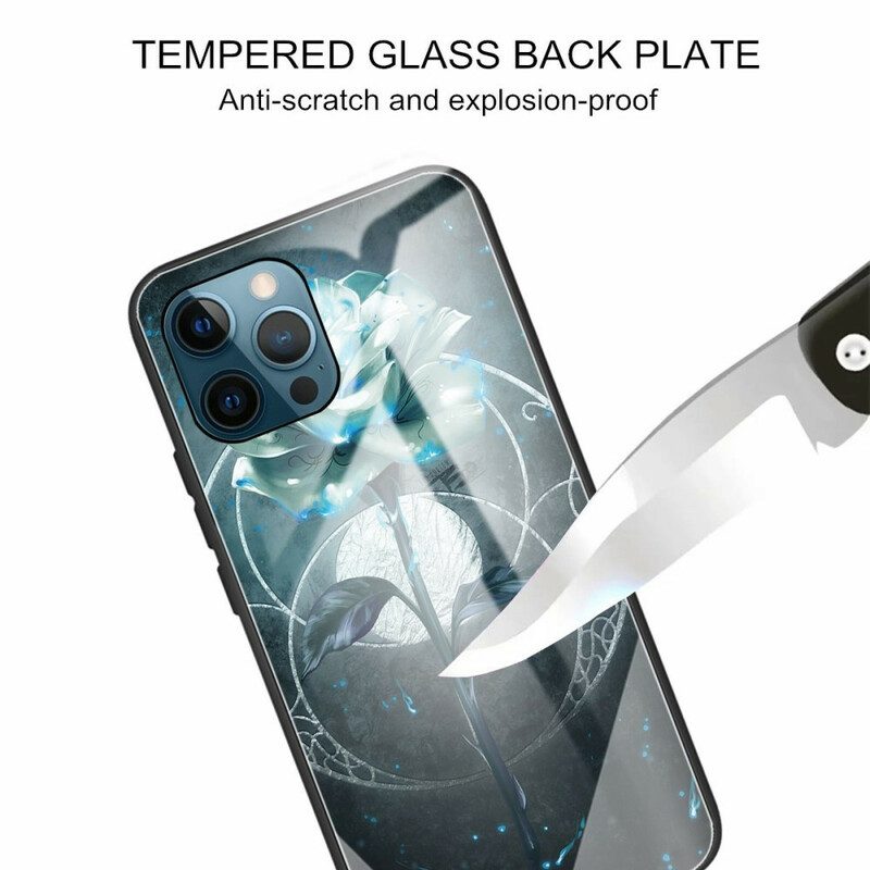 Skal För iPhone 13 Pro Grön Ros Härdat Glas