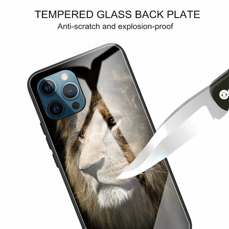 Skal För iPhone 13 Pro Lejonhuvud Härdat Glas