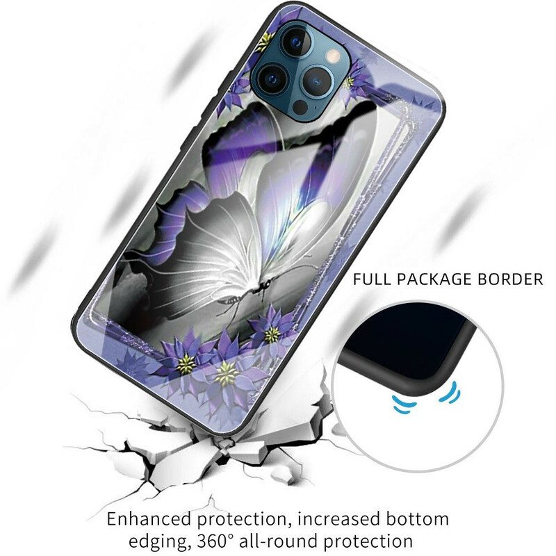 Skal För iPhone 13 Pro Lila Fjärilshärdat Glas