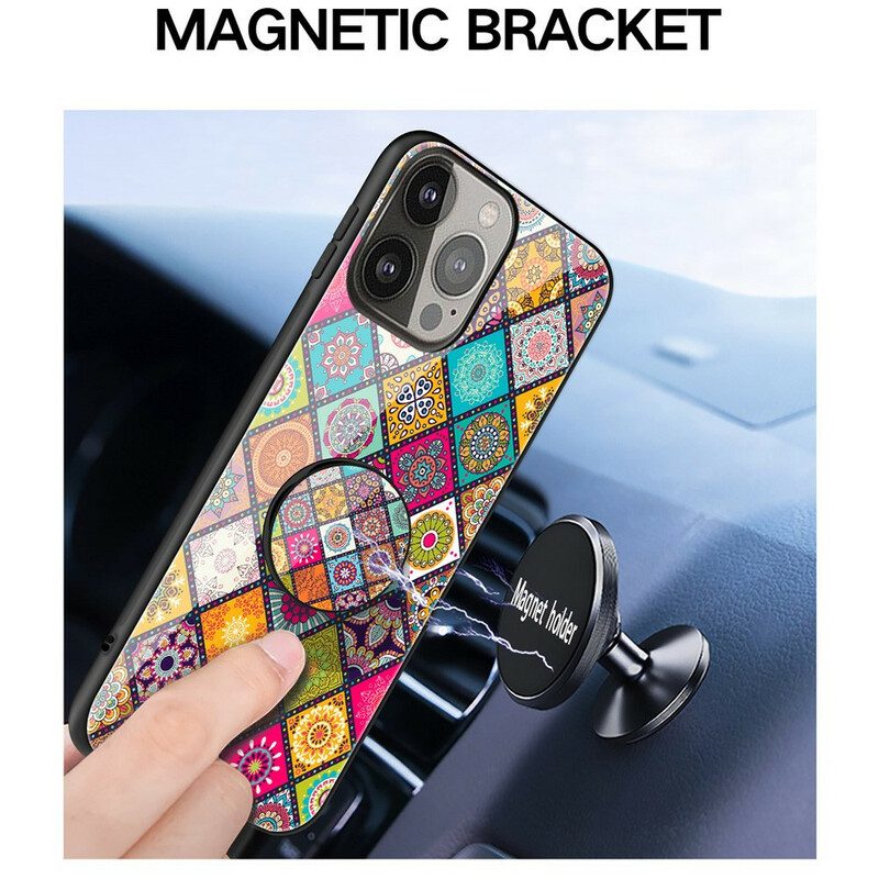 Skal För iPhone 13 Pro Magnetisk Patchworkhållare