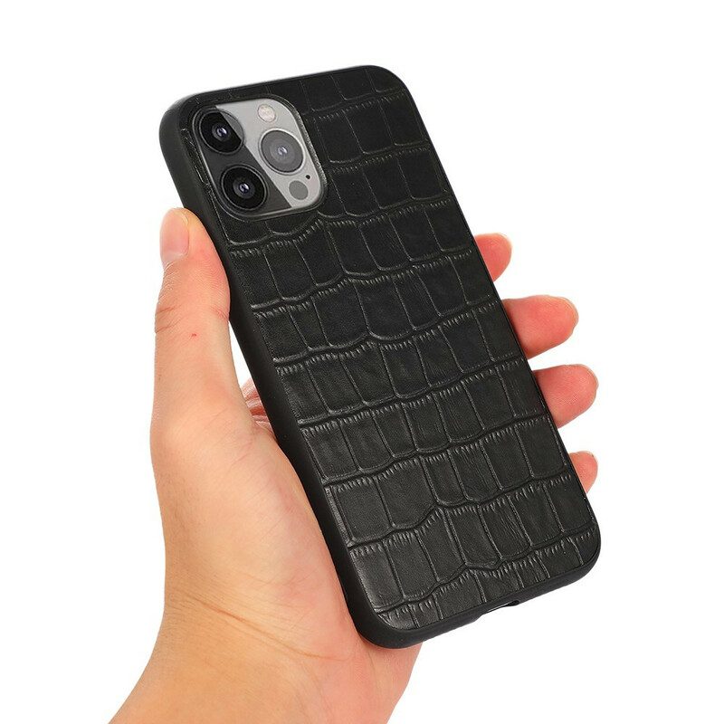 Skal För iPhone 13 Pro Max Äkta Crocodile Texture Läder