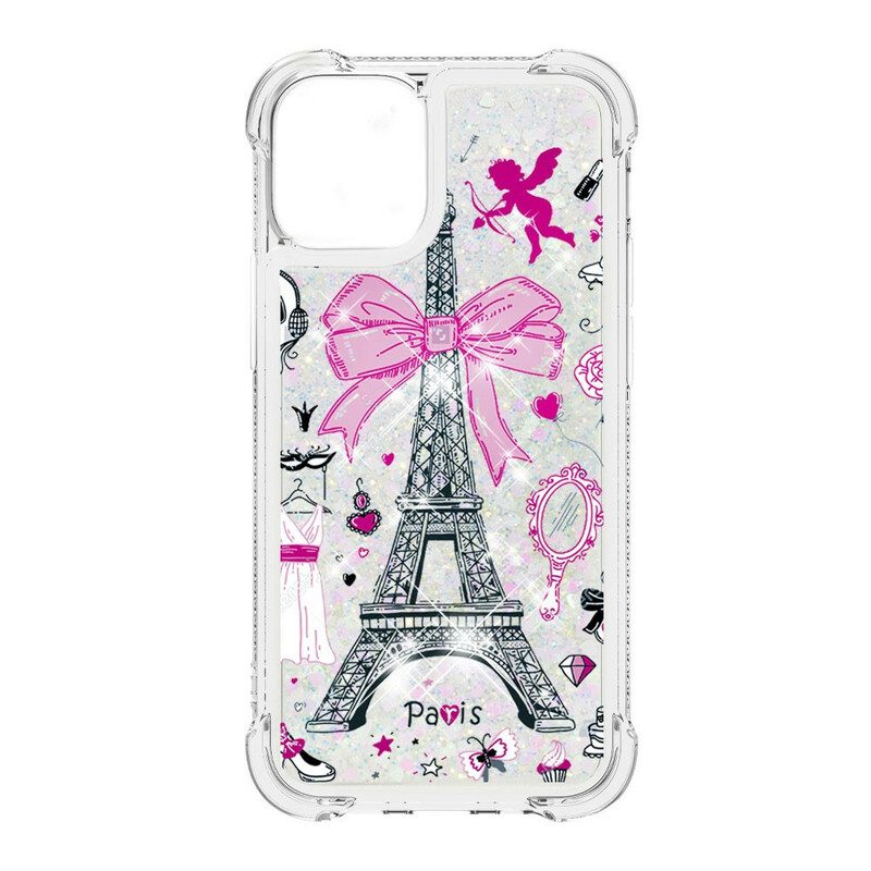 Skal För iPhone 13 Pro Max Eiffeltornet Glitter