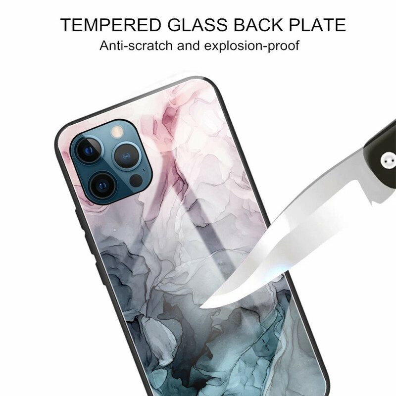 Skal För iPhone 13 Pro Max Marmor Härdat Glas