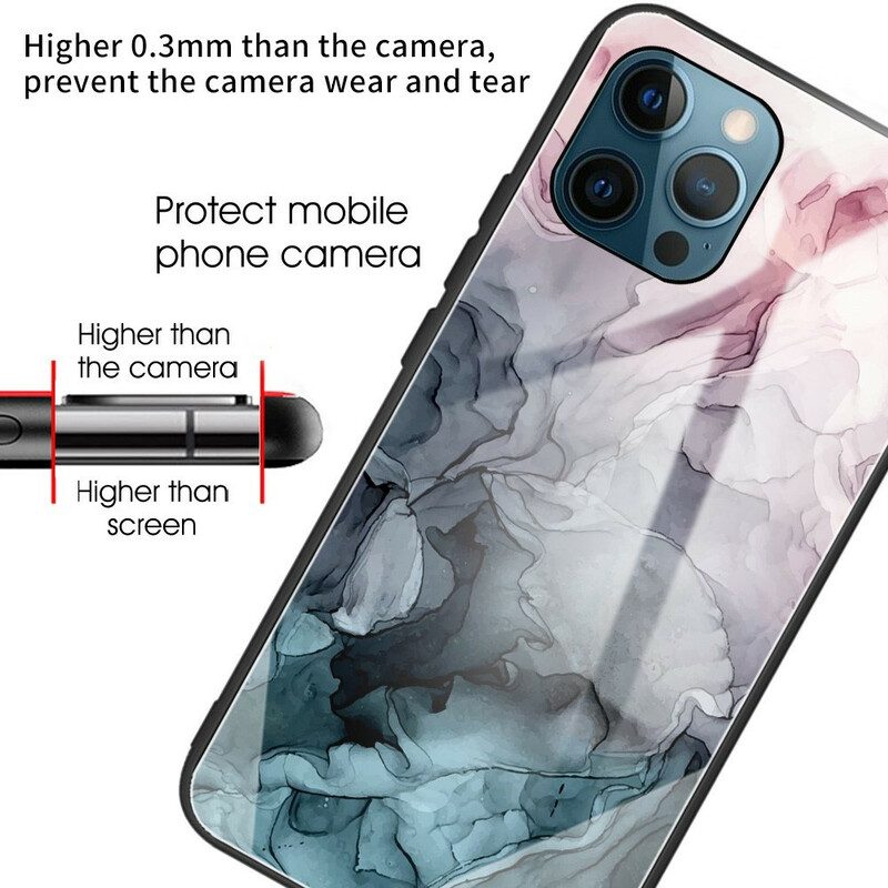 Skal För iPhone 13 Pro Max Marmor Härdat Glas