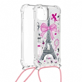 Skal För iPhone 13 Pro Max Med Snodd Med Eiffeltornets Sladd