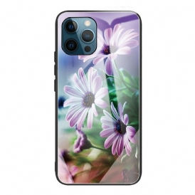Skal För iPhone 13 Pro Realistiska Blommor Härdat Glas