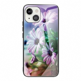 Skal För iPhone 13 Realistiska Blommor I Härdat Glas