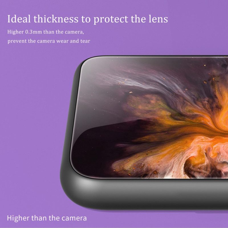 Skal För iPhone 14 Pro Marmorfärger Härdat Glas