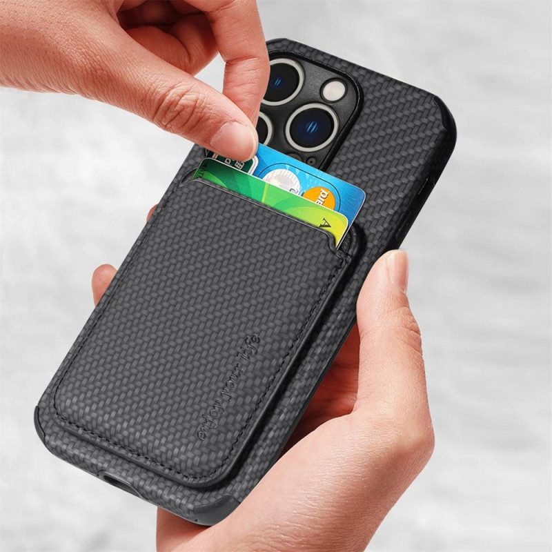 Skal För iPhone 14 Pro Plånboksfodral Kolfiber Och Magnetisk Plånbok