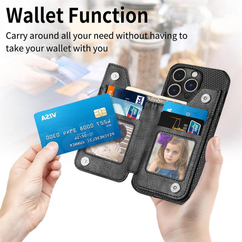 Skal För iPhone 14 Pro Plånboksfodral Plånbok Och Ställ I Kolfiber