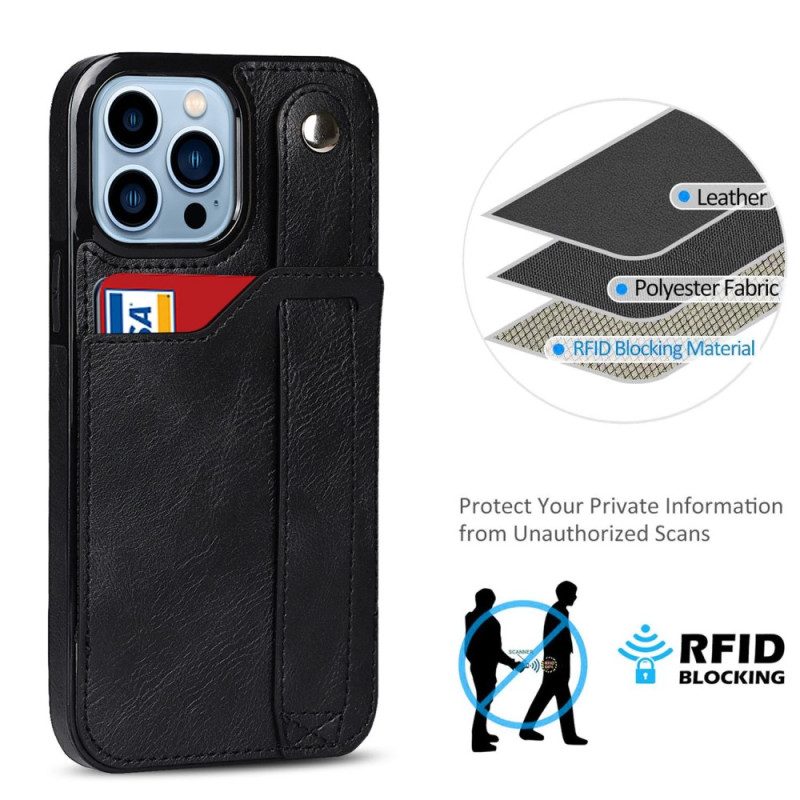 Skal För iPhone 14 Pro Rfid-korthållare Med Rem